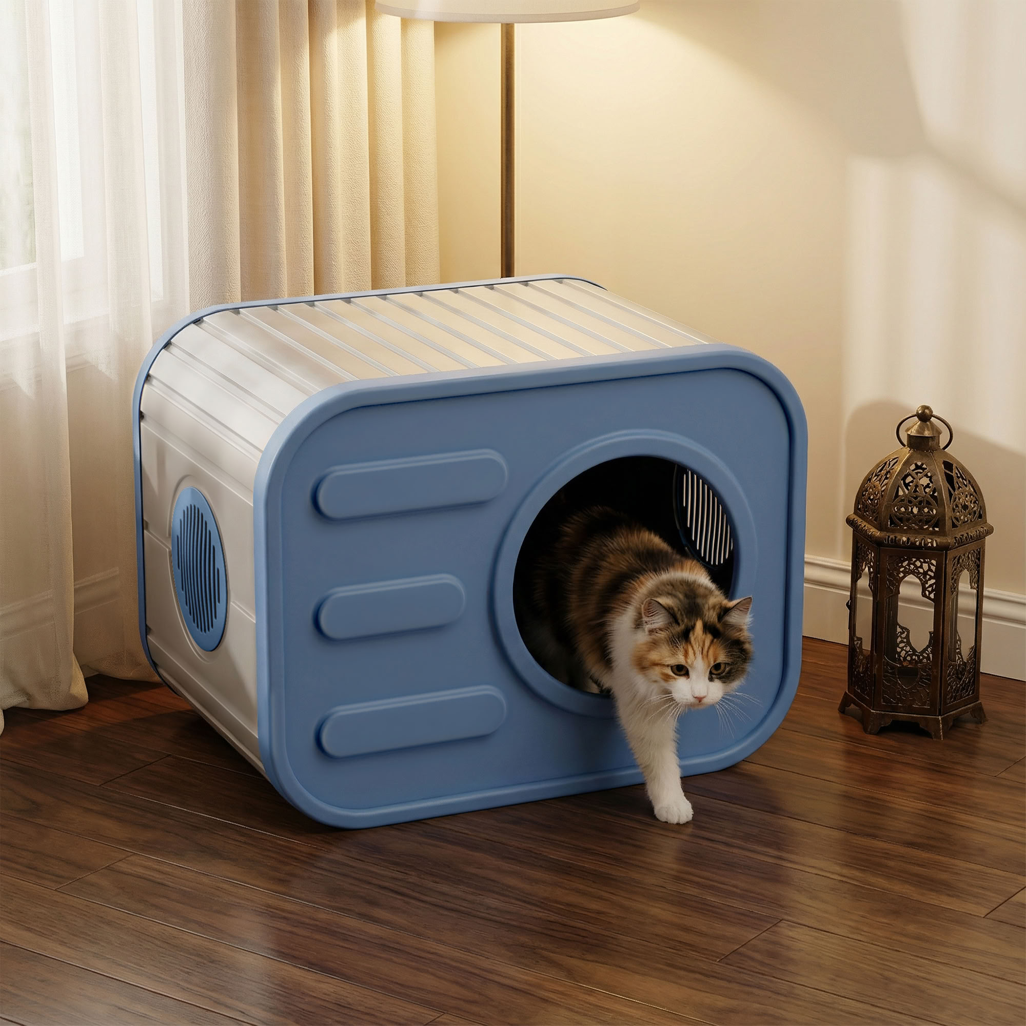 MAYEERTY Compact Cat House, Shatter-Resistant Cat Bed with Spacious Interior, No Tools Assembly