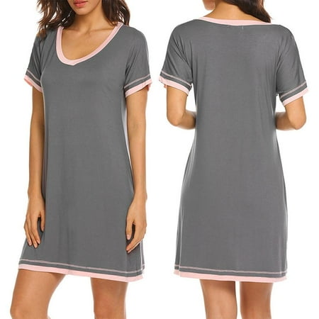 

Nightgowns for Women Sleepshirt Short Sleeve Pajama Shirt Soft Sleep Dress Striped Loungewear Nightshirt