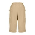 thumbnail image 3 of UAMVSH Women's Capri Cargo Pants Outdoor Hiking Workout Pockets Pants Cuffed Hem Elastic Waist Drawstring Athletic Cropped Pants, 3 of 5