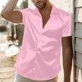 thumbnail image 6 of RYRJJ Mens Silk Button Down Shirt Short Sleeve Collared Satin Dress Shirts Summer Party Wedding Prom Shirt(Pink,L), 6 of 8
