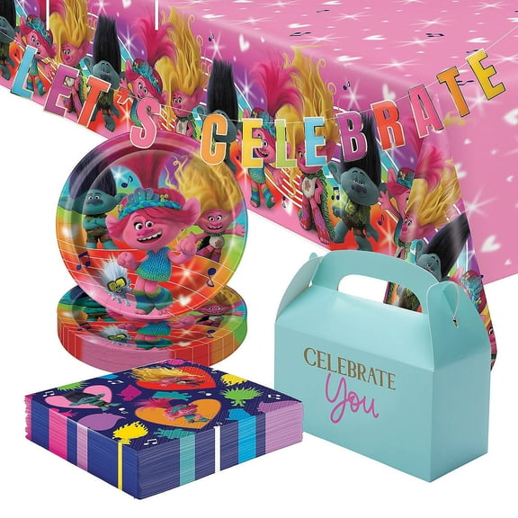 58 Pieces DreamWorks Trolls Band Together Party Disposable Tableware Kit For 24 Guests