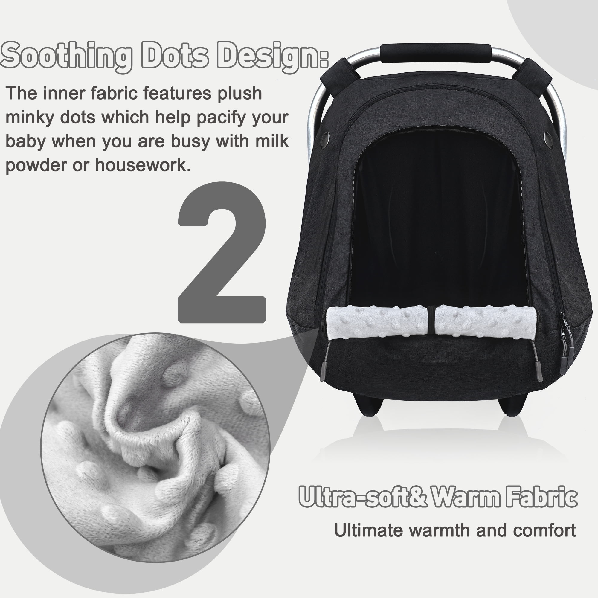 Baby Car Seat Cover for Babies,Patented Waterproof Baby Car Seat Cover for Boys & Girls,Infant Car Seat Cover Canopy for Girls,Windproof Car Seat Canopy for Boys, Keeps Babies Warm and Cozy (Black)