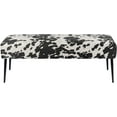 thumbnail image 2 of Duhome Ottoman Upholstered Bedroom Benches Cow Print End of Bed Bench with Black Metal Base for Entryway Indoor Accent Bench, Black, 2 of 8