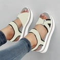 thumbnail image 5 of AOMPMSDX Sandals Women Comfortable Ladies Fashion Summer Color Blocking Open Toe Hook Loop Thick Wedge Heel Sandals Grey Spring Summer Shoes 41, 5 of 5