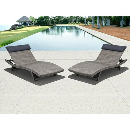 Florida Outdoor All Weather Wicker Loungers, Set of 2, Grey