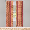 thumbnail image 2 of Ambesonne Ethnic Curtains, Flora Animals Creatures Art, Pair of 28"x63", Dark Pink and Sand Brown, 2 of 4