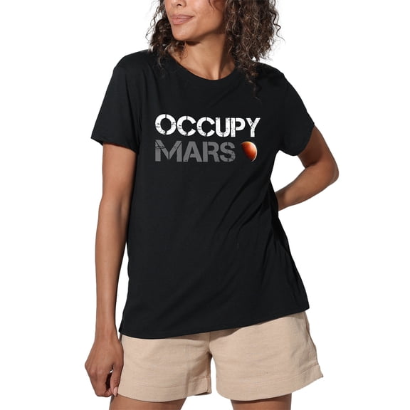 Occupy Mars Women's Loose Fit Graphic T-Shirt – Casual Short Sleeve
