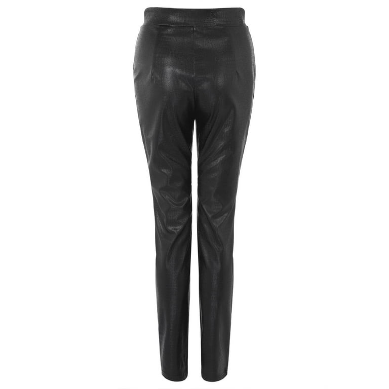 JDEFEG Pants for Women Leather Lace Up Pants The New Tight High