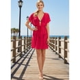 thumbnail image 4 of HAPPY BAY Women's Beachwear Summer Swim Beach Cover ups for Swimwear Bikini Sheer Chiffon Cover up Dress Bathing Suit Swimsuit Coverups for Women 2X-3X Solid Plain, Dark Pink, 4 of 5