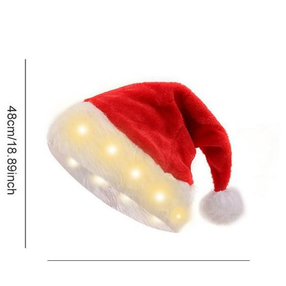 LED Light Up Santa Hat for Adults & Kids with 3 Flash Modes, Plush Christmas Hat for Xmas Holiday Party Supplies, Red Bright Sparkling New Year GiftChristmas Hat, Santa Hat Holiday Velvet Comfort Ext