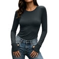 thumbnail image 3 of Auralook Women Round Neck Long Sleeve Thermal Tops Ladies Base Layer Undershirt for Winter Cold Weather with Thumb Holes, 3 of 9
