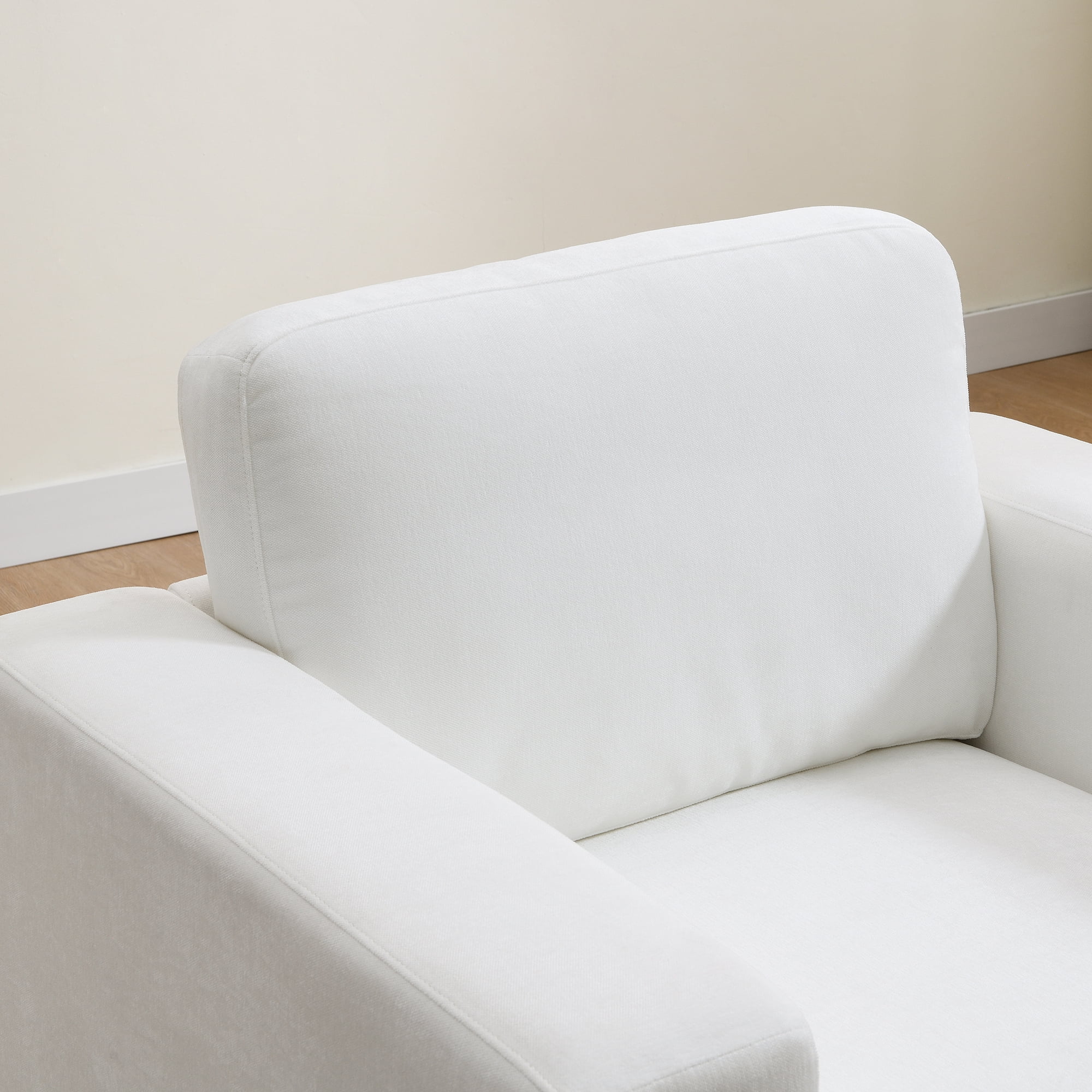 Oversized Accent Chair, Modern Chenille Fabric Upholstered Sofa Chair with Widen Arms, Comfy Armchair Reading Chair for Living Room Bedroom Office, Ivory