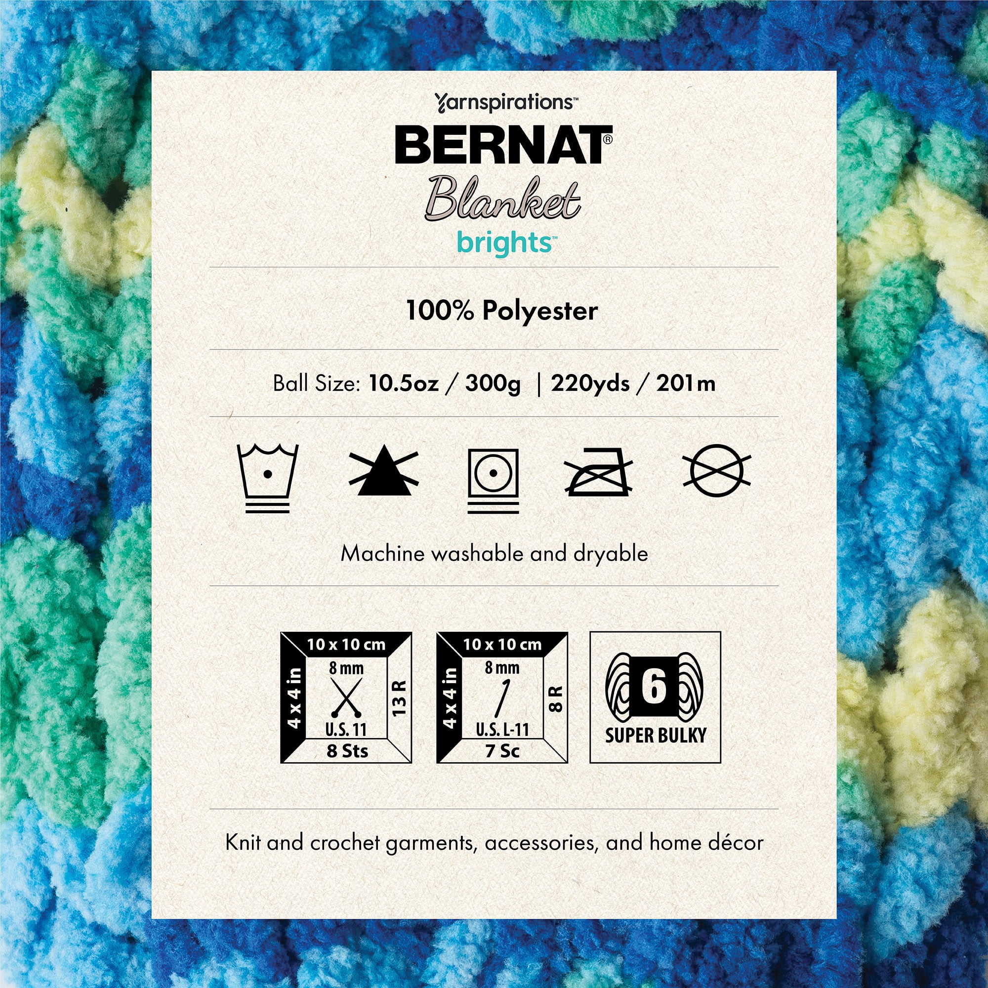 Bernat® Blanket Brights™ #6 Super Bulky Polyester Yarn, Gogo Green 10.5oz/300g, 220 Yards (4 Pack)
