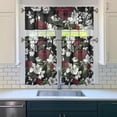 thumbnail image 3 of Pioneer Kitchen Curtains and Valance Set 36 Inch Tier Bloom Red and White Rose 3 Pieces Set Dining Room Small Curtain Drapes Cafe Curtains Valance for Home Decor Rod Pocket, 3 of 6