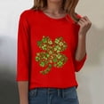 thumbnail image 4 of felwors St Patricks Day Shirt Women 2025 Casual Plus Size 3/4 Sleeve Irish Clover Shirts Funny Saint Patrick's Tunic Tops (Red, XL), 4 of 8