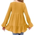 thumbnail image 4 of Langwyqu Long Sleeve V-Neck Girls High Low Waist Loose Ruffle Hem Tops For 5-14 Years, 4 of 5