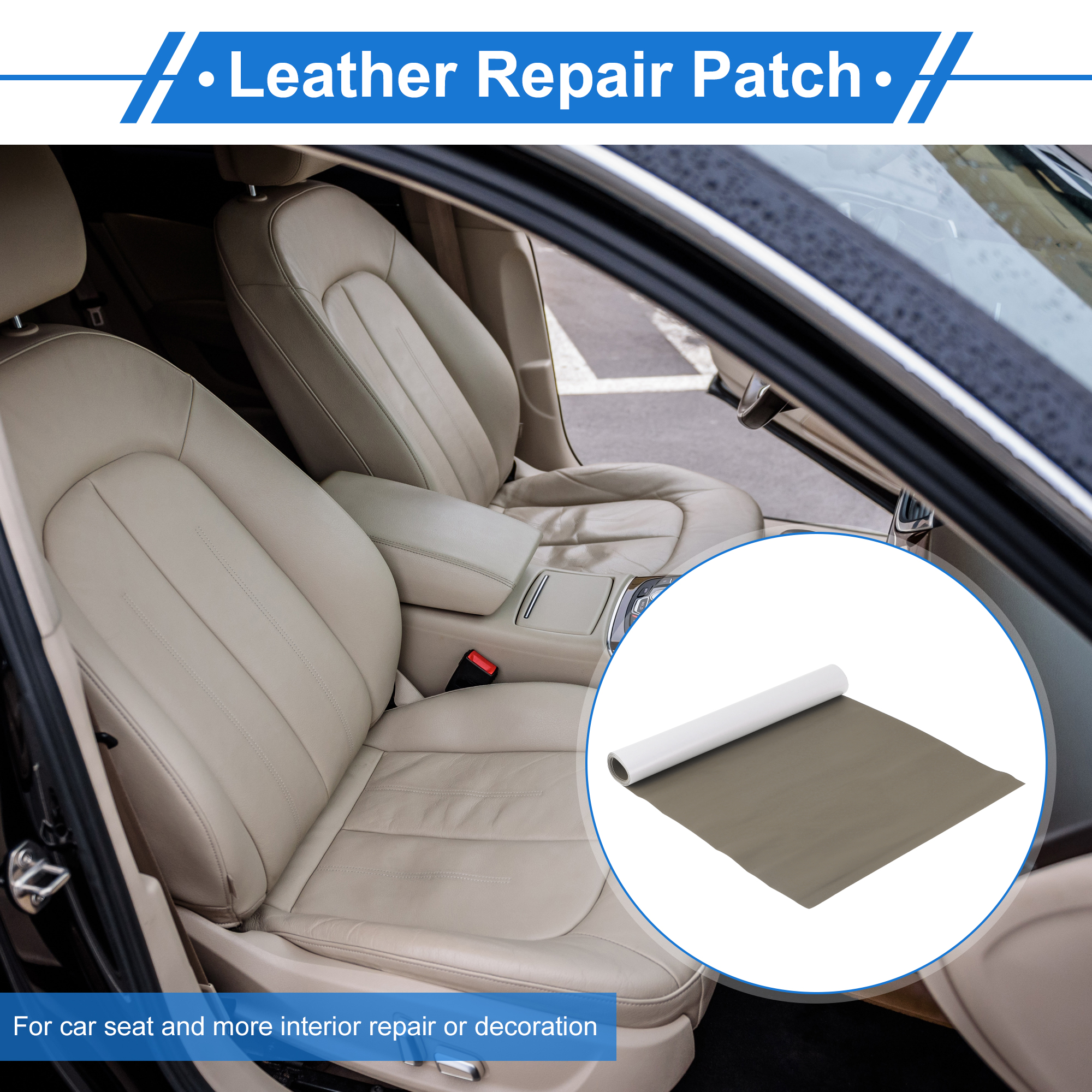 Unique Bargains Self Adhesive Leather Repair Patch Leather Repair Tape for Automotive Car Seat Sofa Couches Chair Interior Trim Dark Gray 60" x 17"