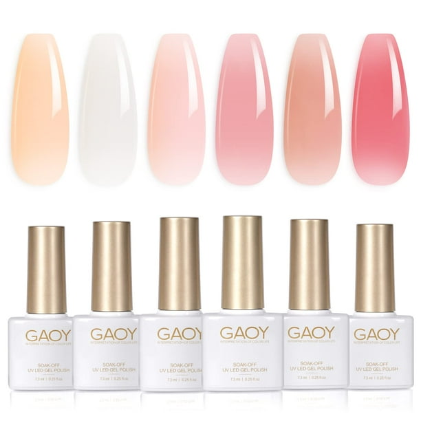 Set de esmaltes de uñas en gel GAOY Milky White x Jelly Nude 7,3 ml (x6)