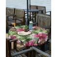thumbnail image 2 of Outdoor Tablecloth Lily Flowers Round Patio Tablecloths 60 Inch, Waterproof Table Cloths with Umbrella Hole and Zipper, Coco Tropical Palm Leaf Summer Table Cover for Outdoor Tables Garden, 2 of 6