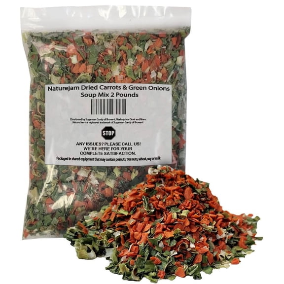 Naturejam Dried Carrots & Green Onions Soup Mix 2 Pounds-Dehydrated Vegetable Flakes To Make Ramen Noodle Soup Blend For Dishes