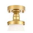 thumbnail image 2 of Lyle 1 light Brass and frosted white glass Flush mount, 2 of 6