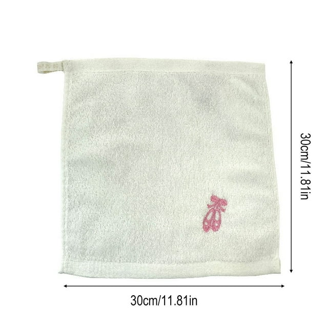 Cotton Embroidered Hand Towel 12x12in Absorbent Face Wash Cloth for Gym Pool Quick Dry Soft Skin Friendly White