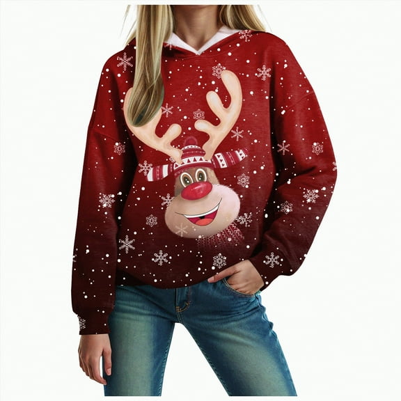 Futezty Christmas Sweatshirts for Women Novelty Funny Santa Xmas Tree Graphic Pullover Tops Loose Casual Fleece Shirts