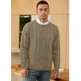 thumbnail image 2 of QDG Men's Cable Knit Pullover Sweater Casual Crewneck Long Sleeve Knitted Sweater, 2 of 8