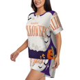 thumbnail image 3 of Womens Pajama Sets With Pocket, Cute Halloween Ghost Lounge Sets Short Sleeve Sleepwear PJ Sets for Women, 3 of 6