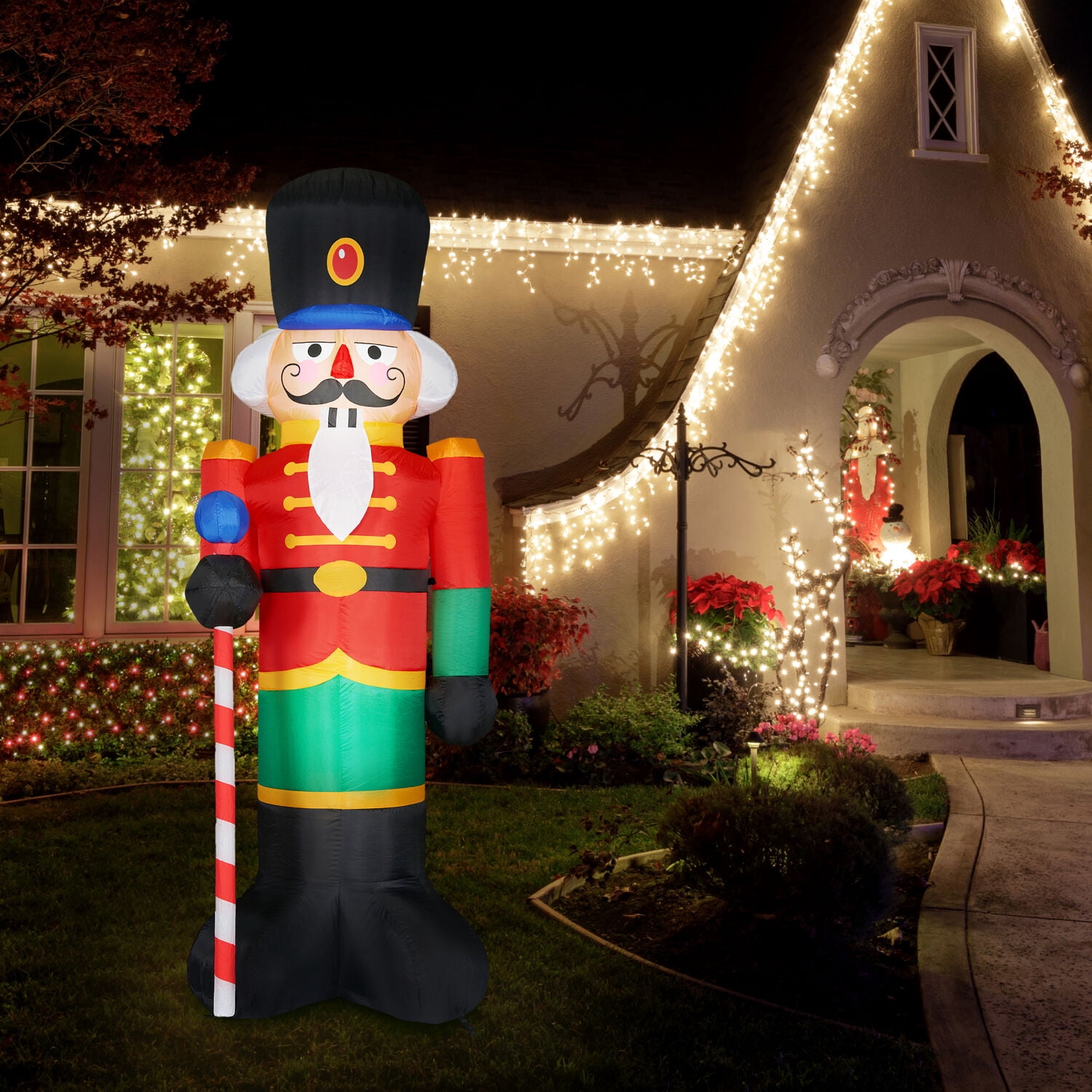 Fraser Hill Farm 10 ft Tall Pre lit Nutcracker Inflatable, FHFNUTCRK201-L