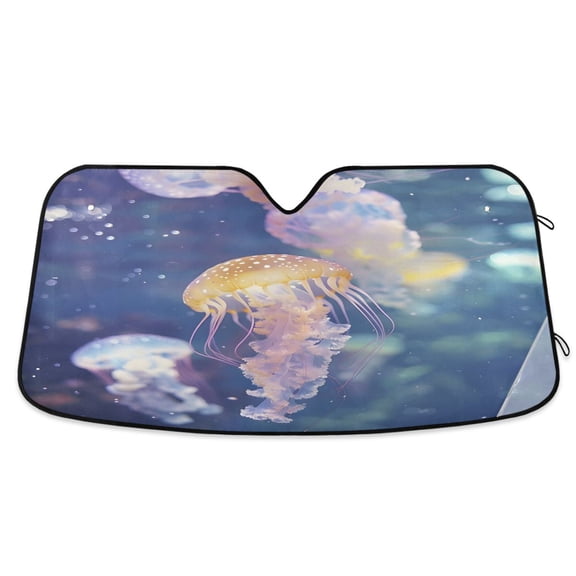 Cute Jellyfish Car Windshield Sun Shade Foldable Car Front Window Visor Heat and UV Protection 53x23.5