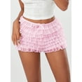 thumbnail image 6 of Rdhnmea Women's Summer Ruffled Frilly Shorts, Multi-Layer Mesh Short Pants, 6 of 9