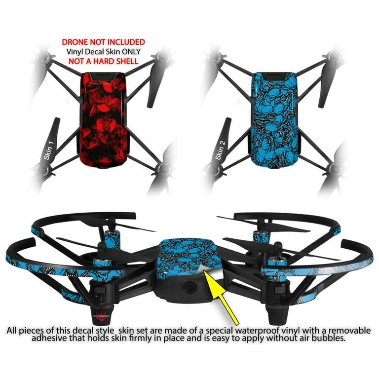 Skin Decal Wrap 2 Pack for DJI Ryze Tello Drone Skulls Confetti