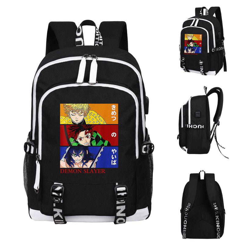 Demon Slayer Backpack Schoolbag Canvas Laptop Backpack Notebook Bag Leisure Backpack for Animation Fans 