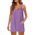 thumbnail image 5 of Besolor Womens Summer Tennis Dress Rompers Workout Mini Dress with Shorts Sleeveless Spaghetti Straps Jumpsuit Pockets, 5 of 8