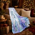 thumbnail image 3 of Blue mane white horse garden Flannel Blanket soft lavender floral equine artwork Home Decor for couch bedroom reading nook, Christmas Gift for horse lovers and teens, 3 of 9