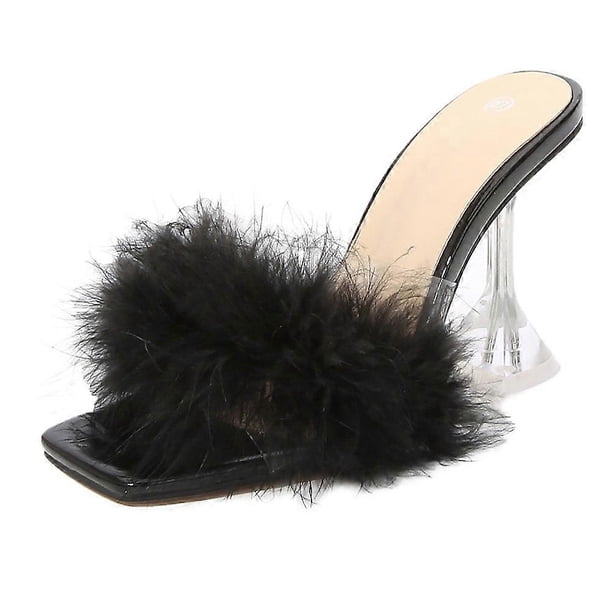 High Heel Shoes Female Sandals Women Black Durable Non-slip Sole Easy to Put On and Take Off 1 Pair