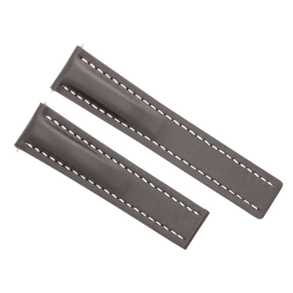 22MM LEATHER STRAP SMOOTH BAND FOR BREITLING CHRONOMAT DEPLOYMENT CLASP BROWN WS