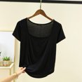 thumbnail image 4 of Camiseta de Manga Corta Mujeres Moda de Verano Yoga Casual Cuello Cuadrado Delantero Hombro Recto Cuello Redondo Superior, 4 of 4
