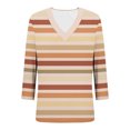thumbnail image 7 of Women's Color-Block Striped T-Shirt Casual Basic Long-Sleeve V-Neck Shirt Tops, 7 of 7