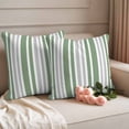 thumbnail image 2 of Sage Green Grey Stripe Outdoor Waterproof Pillow Covers, Farmhouse Minimalist Striped Decorative Square Throw Pillowcase Sofa Cushion Sham for Patio/Couch/Chair, 18"x18" 2 Pack, 2 of 8