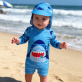thumbnail image 7 of Baby Infant Boys Swimsuit One-Piece with Sun Hat Long Sleeve UPF 50+ Rash Guard Swimwear for Boys 3-24 Months, 7 of 7