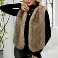 thumbnail image 5 of Hueook Faux Fur Jacket Womens Ladies Warm Faux Furry Coat Jacket Winter Solid V-neck Sleeveless Outerwear Khaki S, 5 of 8