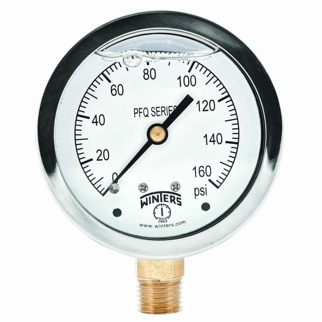 Manómetro Winters de 2,5 cm con esfera de 0-160 psi, 1,5% Acc Glicerin