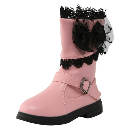 

Girl Shoes 2024 Children Shoes Low Thick Heel Soft Sole Mid Length Boots Fashion Warm Bow Boots Slip on Toddler Shoes Size 3 Wide Shoes Summer Shoes Girls Sparkly Slip on Shoes Toddler Tennis Shoes