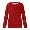 thumbnail image 4 of Women's Glitter Sparkle Long Sleeve Pullover Sweatshirt Casual Loose Fit Crew Neck Tops, 4 of 5