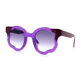 thumbnail image 4 of Unique Cloud Shape Thick Plastic Horn Rim Retro Sunglasses All Purple, 4 of 8