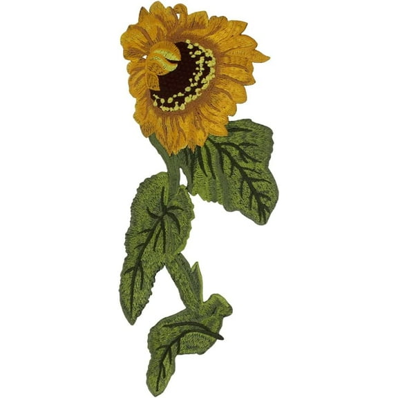 Sunflower Embroidered Patches Chic Retro Boho Fabric Applique Patches Sew on Patch Garment Decorated DIY Flower Craft Patches 1 piece