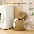 thumbnail image 3 of Casa Pura Furniture Round Wicker Storage Basket with Lid, Handwoven Seagrass Basket for Laundry & Blanket Organization, Multi-Scene Use, 3 of 7