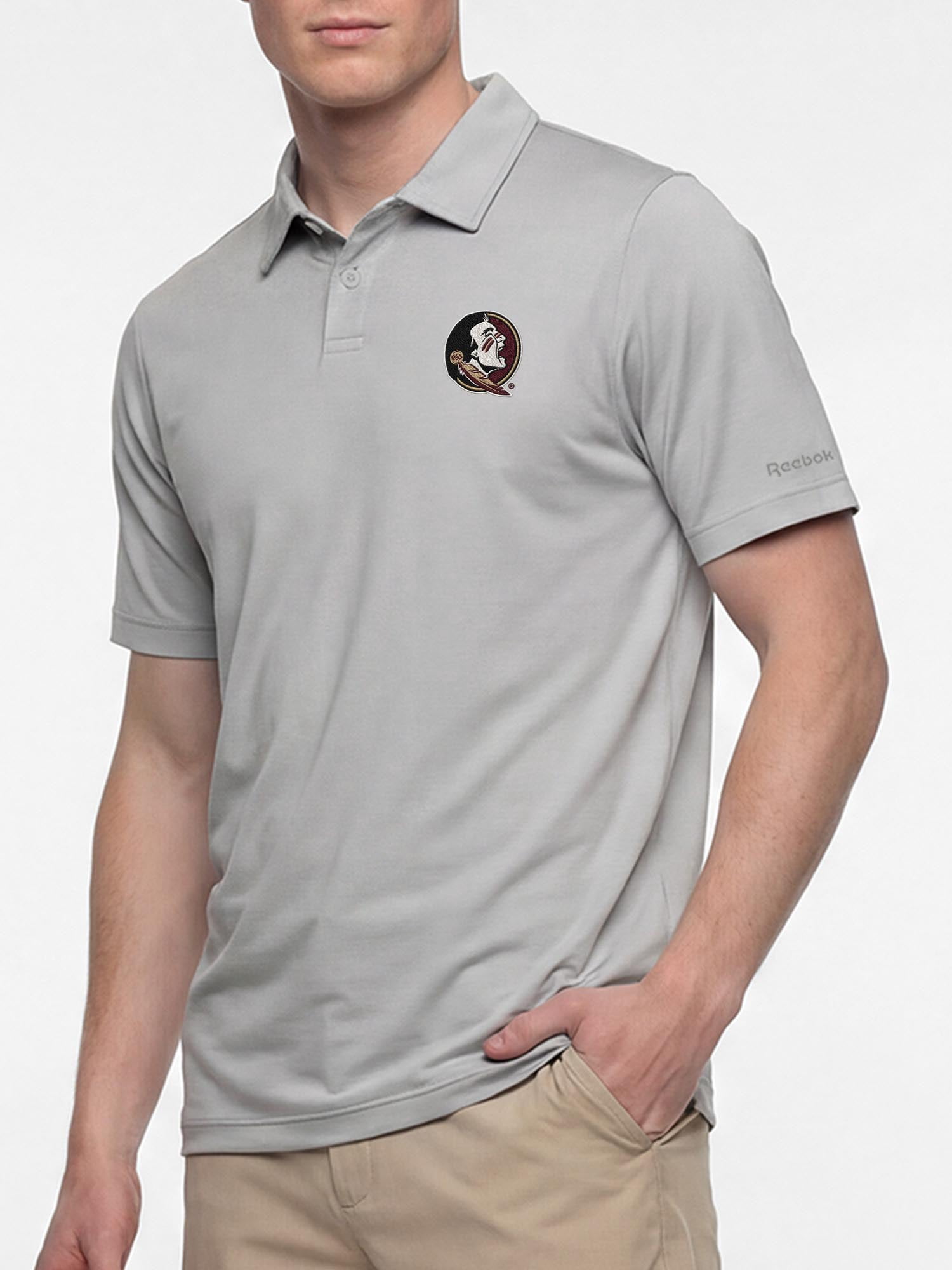 Florida State Seminoles Reebok Mens Gray Short Sleeve Polo Shirt